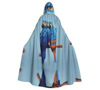 WHJSSF Longue cape à capuche pour adulte avec imprimé perroquet bleu
