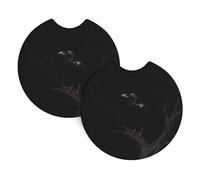 WHJSSF Lot de 2 dessous de verre imperméables et à séchage rapide Motif corbeau aux yeux rouges Accessoires automobiles pour voitures, camions et camionnettes