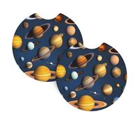 WHJSSF Lot de 2 dessous de verre pour voiture Motif planètes Système solaire Résistant aux éclaboussures Séchage rapide Convient pour voitures, camions et bateaux