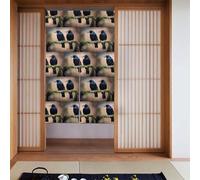 WHJSSF Lot de 2 rideaux en tissu avec 2 motifs corbeaux noirs - 86,4 x 142,2 cm - Lisse et ne se froisse pas facilement - Séparateurs de pièce
