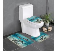 WHJSSF Lot de 3 tapis de bain antidérapants à séchage rapide Motif poissons dans la mer profonde