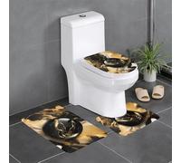 WHJSSF Lot de 3 tapis de bain antidérapants et durables à séchage rapide avec encre marbre noir et doré