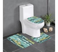 WHJSSF Lot de 3 tapis de bain antidérapants et durables à séchage rapide Motif scène côtière calme