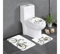 WHJSSF Lot de 3 tapis de bain en peluche ultra douce avec imprimé oiseaux et fleurs sur les vélos, 61 x 40,6 cm