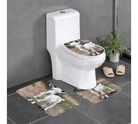 WHJSSF Lot de 3 tapis de salle de bain antidérapants à imprimé chèvre mignon (61 x 40,6 cm) pour toilettes, meuble-lavabo et toilettes, facile à nettoyer