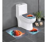 WHJSSF Lot de 3 tapis de salle de bain antidérapants avec motifs de flammes et de gouttes d'eau pour toilettes, coiffeuse et toilettes