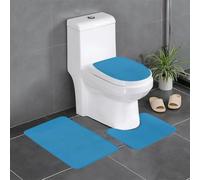 WHJSSF Lot de 3 tapis de salle de bain antidérapants pour toilettes, coiffeuse et toilettes Motif imprimé bleu saphir