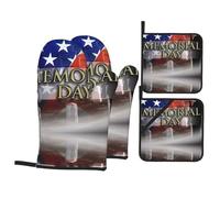 WHJSSF Lot de 4 jetés de four imperméables et résistants à la chaleur - Couches de cuisine durables pour grillades et pâtisseries - Soldats militaires américains patriotiques
