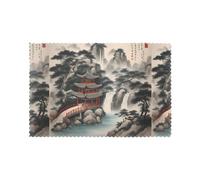 WHJSSF Lot de 6 sets de table à 2 motifs de peinture de paysage pour la maison et les banquets, faciles à nettoyer à température ambiante pour une utilisation durable