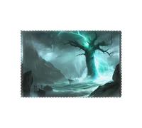 Whjssf Lot de 6 sets de table imprimés arbre antique dans la tempête pour table à manger 30,5 x 45,7 cm pour Noël, Halloween et une utilisation quotidienne