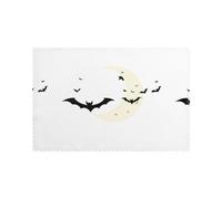 Whjssf Lot de 6 sets de table imprimés chauves-souris sur la lune pour table de salle à manger, 30,5 x 45,7 cm pour Noël, Halloween et une utilisation quotidienne