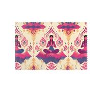 Whjssf Lot de 6 sets de table imprimés de yoga et de méditation pour table de salle à manger, 30,5 x 45,7 cm pour Noël, Halloween et une utilisation quotidienne