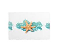 Whjssf Lot de 6 sets de table imprimés étoiles de mer dans les vagues, 30,5 x 45,7 cm, pour Noël, Halloween et une utilisation quotidienne