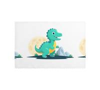 Whjssf Lot de 6 sets de table imprimés Little Dinosaur Next to The Moon pour table de salle à manger, 30,5 x 45,7 cm pour Noël, Halloween et une utilisation quotidienne