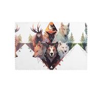 Whjssf Lot de 6 sets de table imprimés loups et rennes pour table de salle à manger, 30,5 x 45,7 cm pour Noël, Halloween et une utilisation quotidienne