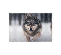 Whjssf Lot de 6 sets de table imprimés loups pour table de salle à manger, 30,5 x 45,7 cm pour Noël, Halloween et une utilisation quotidienne