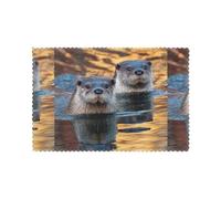 WHJSSF Lot de 6 sets de table imprimés loutres dans le lac pour table de salle à manger pour la maison et les banquets, faciles à nettoyer à température ambiante pour une utilisation durable