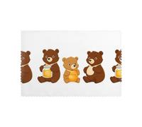 WHJSSF Lot de 6 sets de table imprimés « Three Little Bears Eating Honey Prints » pour la maison et les banquets, faciles à nettoyer à température ambiante pour une utilisation durable