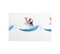 WHJSSF Lot de 6 sets de table motif chiot chassant les vagues pour la maison et les banquets, faciles à nettoyer à température ambiante pour une utilisation durable