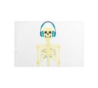 WHJSSF Lot de 6 sets de table motif squelette écoutant de la musique pour la maison et les banquets, faciles à nettoyer à température ambiante pour une utilisation durable