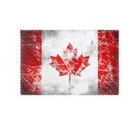 WHJSSF Lot de 6 sets de table rétro imprimés drapeau du Canada pour table de salle à manger pour la maison et les banquets, faciles à nettoyer à température ambiante pour une utilisation durable