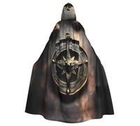 WHJSSF Magical Design Cape à capuche pour adulte Motif runes nordiques Boussole Impression Halloween - Très grande cape à capuche sans fermeture éclair