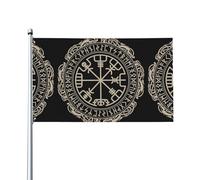 WHJSSF Magical Design - Runes nordiques - Motif boussole - Drapeau américain - 0,9 x 1,5 m - Couvre-lit d'extérieur en polyester éclatant - Parfait pour le patriotisme et la décoration de jardin