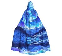 WHJSSF Magnifique cape à capuche pour adulte avec imprimé aurore boréale - Pour jeux de rôle, costumes de scène, fêtes - Entretien facile