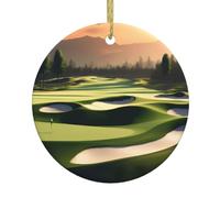 WHJSSF Magnifique pendentif rond en céramique à suspendre en forme de parcours de golf en forme de sapin de Noël - 7,4 cm exquis et durable