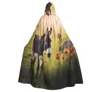 WHJSSF Manteau à capuche imprimé âne et fleur pour adulte - Longue cape de fête pour homme et femme