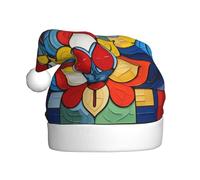 WHJSSF Mondrian Chapeau de Noël bohème avec motif fleur de lotus pour adulte, bord doux et moelleux, léger et confortable