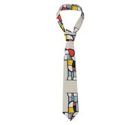 WHJSSF Mondrian Cravate pour homme Motif abstractionisme Petit animal Doux et confortable, ne se déforme pas, résistant à la décoloration, durable (145 x 8,2 cm)