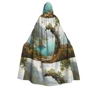 WHJSSF Moon Rock By The Sea Prints Cape à capuche pour adulte pour jeux de rôle, costumes de scène, fêtes facile d'entretien