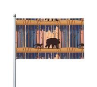 WHJSSF Motif ours et renard - Drapeaux de décoration d'extérieur - En polyester vif pour cour, terrasse et fête - 0,9 x 1,5 m