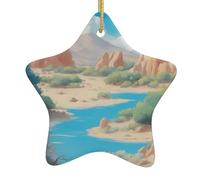 WHJSSF Oasis in The Desert Décoration de Noël en céramique avec pendentif étoile facile à accrocher, très approprié pour décorer les arbres de Noël