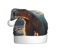 WHJSSF Ours polaire en hiver imprimé chapeaux de Noël en peluche pour hommes et femmes, chapeaux de Noël pour adultes, chapeaux de fête du Nouvel An