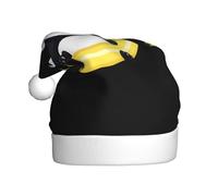 WHJSSF Panda on a banane Printing Chapeaux de Noël en peluche pour hommes et femmes chapeaux de Noël adultes Nouvel An vacances chapeaux de fête