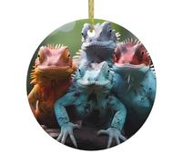 WHJSSF Pendentif rond en céramique à suspendre avec 4 lézards colorés en forme de sapin de Noël - 7,4 cm exquis et durable