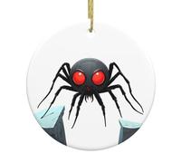WHJSSF Pendentif rond en céramique à suspendre en forme d'araignée aux yeux rouges sur un cimetière - 7,4 cm exquis et durable
