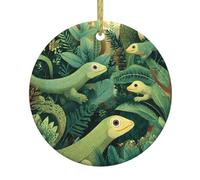 WHJSSF Pendentif rond en céramique à suspendre motif lézards dans la forêt tropicale - 7,4 cm exquis et durable