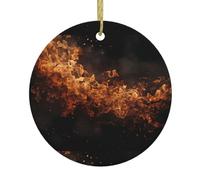WHJSSF Pendentif rond en céramique avec motif flamme orange de 7,4 cm pour ajouter une atmosphère festive aux fêtes de fin d'année
