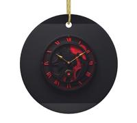 WHJSSF Pendentif rond en céramique Motif arbre de Noël Engrenages et horloge 7,4 cm Décorations de vacances