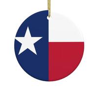 WHJSSF Pendentif rond en céramique motif drapeau du Texas - 7,4 cm - Ajoutez une atmosphère festive aux fêtes de fin d'année