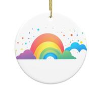 WHJSSF Pendentif rond en céramique pour décoration de magasins, portes et fenêtres Motif arbre de Noël Arc-en-ciel