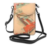 WHJSSF Petit sac à bandoulière en cuir pour téléphone portable, 19,3 x 12,4 cm, affiche imprimée de voiture pour la marche, le camping, le shopping, les voyages et une utilisation en extérieur