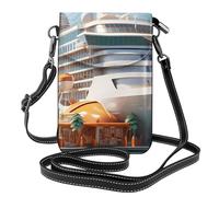 WHJSSF Petit sac à bandoulière en cuir pour téléphone portable, 19,3 x 12,4 cm, imprimé bateau de croisière pour la marche, le camping, le shopping, les voyages et une utilisation en extérieur
