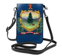 WHJSSF Petit sac à bandoulière en cuir pour téléphone portable, 19,3 x 12,4 cm, imprimé drapeau de l'État du Vermont pour la marche, le camping, le shopping, les voyages et une utilisation en