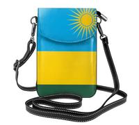 WHJSSF Petit sac à bandoulière en cuir pour téléphone portable, 19,3 x 12,4 cm, imprimé drapeau du Rwanda pour la marche, le camping, le shopping, les voyages et une utilisation en extérieur