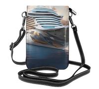 WHJSSF Petit sac à bandoulière en cuir pour téléphone portable, 19,3 x 12,4 cm, imprimés de bateau de croisière cool pour la marche, le camping, le shopping, les voyages et une utilisation en