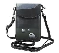 WHJSSF Petit sac à bandoulière en cuir pour téléphone portable, 19,3 x 12,4 cm, imprimés manoir hanté pour la marche, le camping, le shopping, les voyages et une utilisation en extérieur